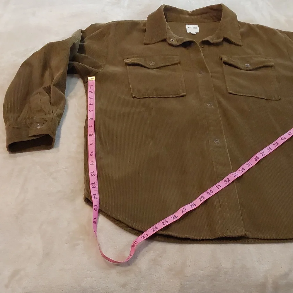 Kensie Jeans Green Button Down Corduroy Over Shirt Jacket Mens Size L - Picture 5 of 13